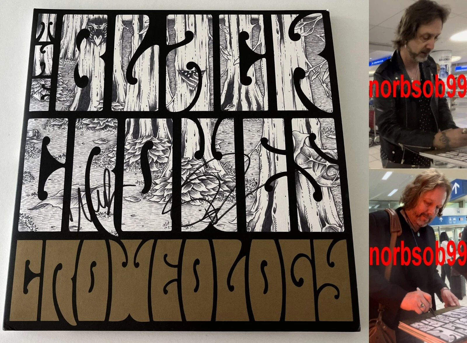 THE BLACK CROWES CHRIS RICH ROBINSON SIGNED CROWEOLOGY VINYL w/PROOF BECKETT COA