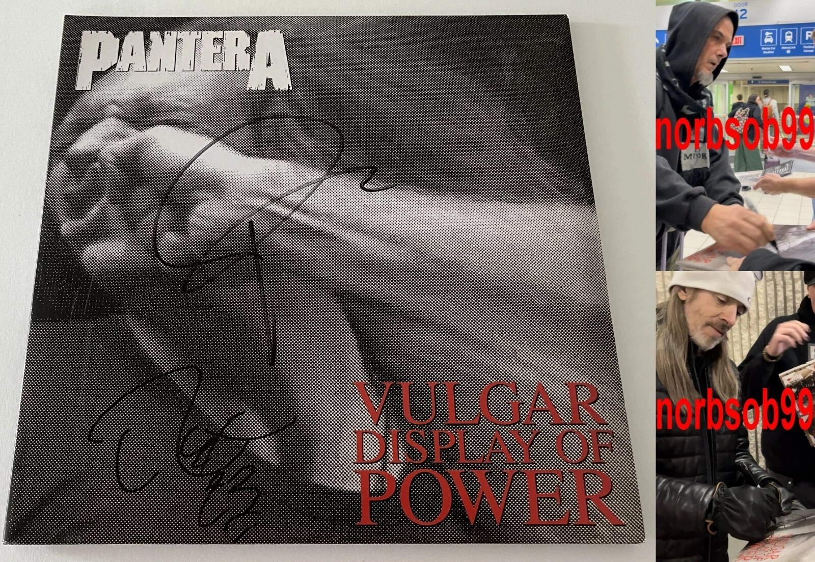 PANTERA PHIL ANSELMO & REX SIGNED VULGAR DISPLAY OF POWER VINYL w/PROOF BECKETT
