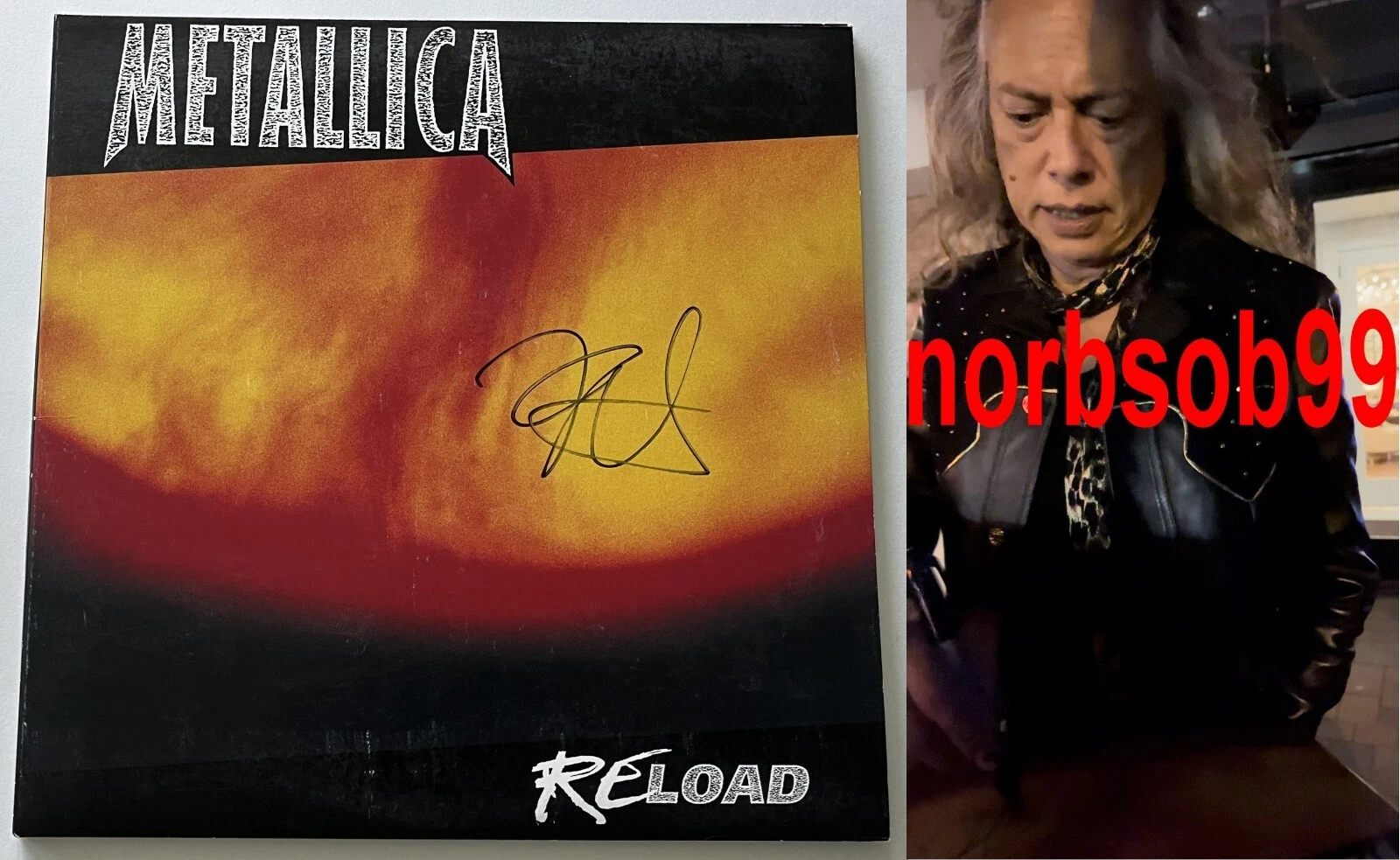 KIRK HAMMETT SIGNED METALLICA RELOAD VINYL w/EXACT VIDEO PROOF & BECKETT COA LOA