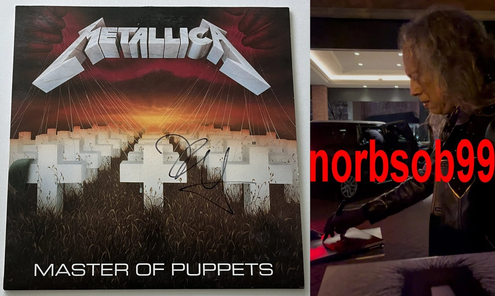 KIRK HAMMETT SIGNED METALLICA MASTER OF PUPPETS VINYL wEXACT VIDEO PROOF BECKETT