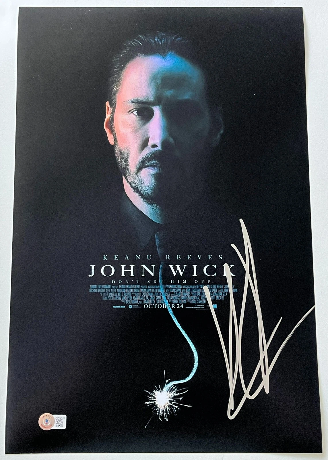 KEANU REEVES JOHN WICK SIGNED AUTOGRAPH 12x18 PHOTO w/PROOF & BECKETT COA LOA