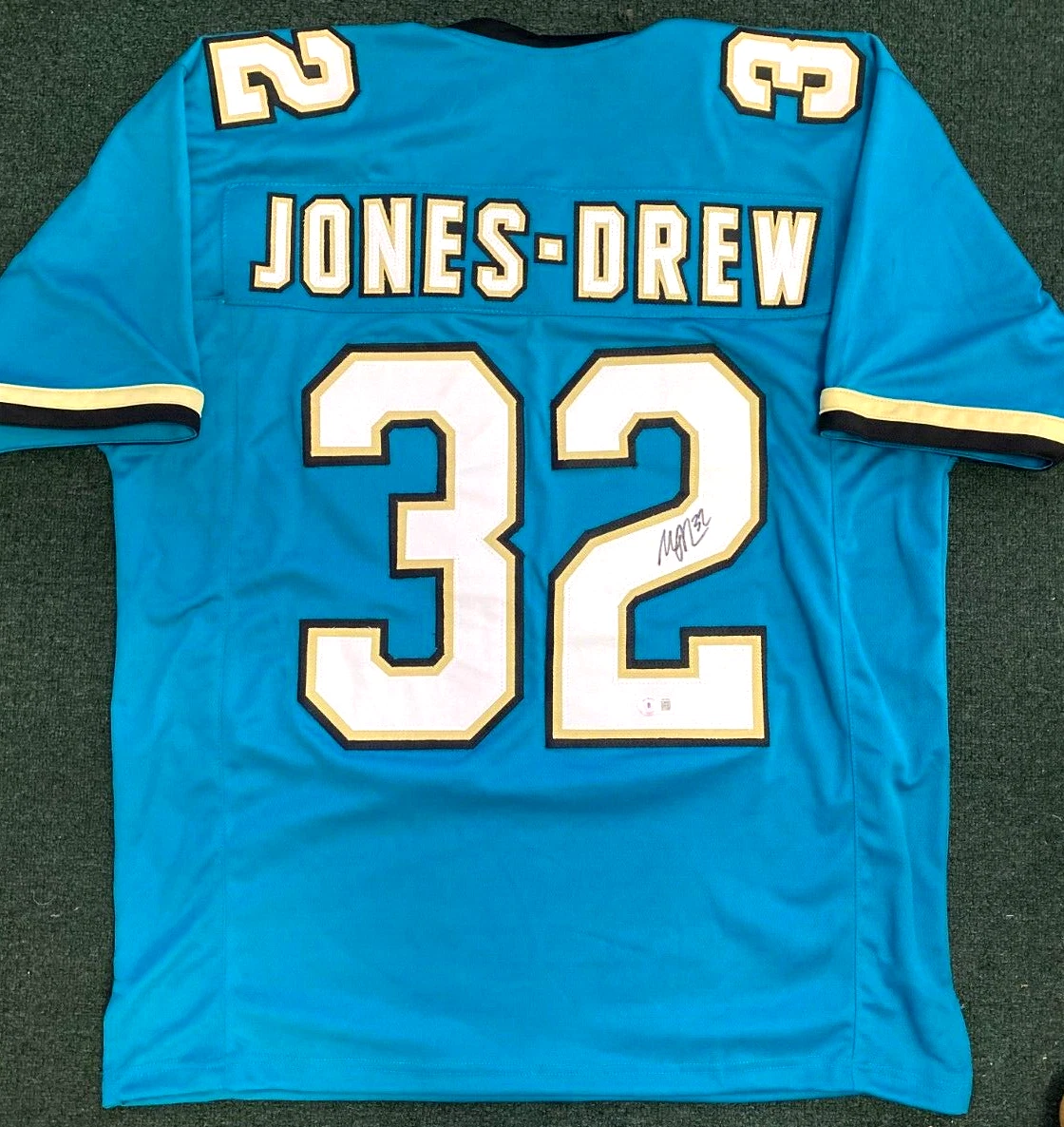 MAURICE JONES DREW #32 JAGUARS SIGNED AUTO CUSTOM JERSEY SZ XL JERSEY BECKETT