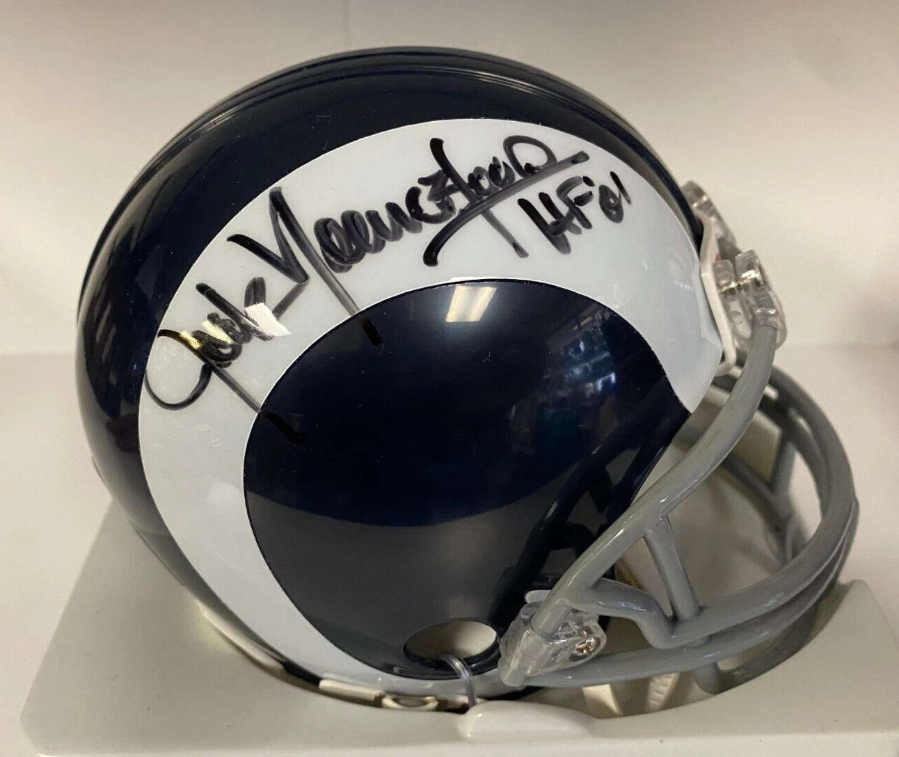 JACK YOUNGBLOOD HOF 01 RAMS SIGNED AUTOGRAPHED MINI HELMET BECKETT COA
