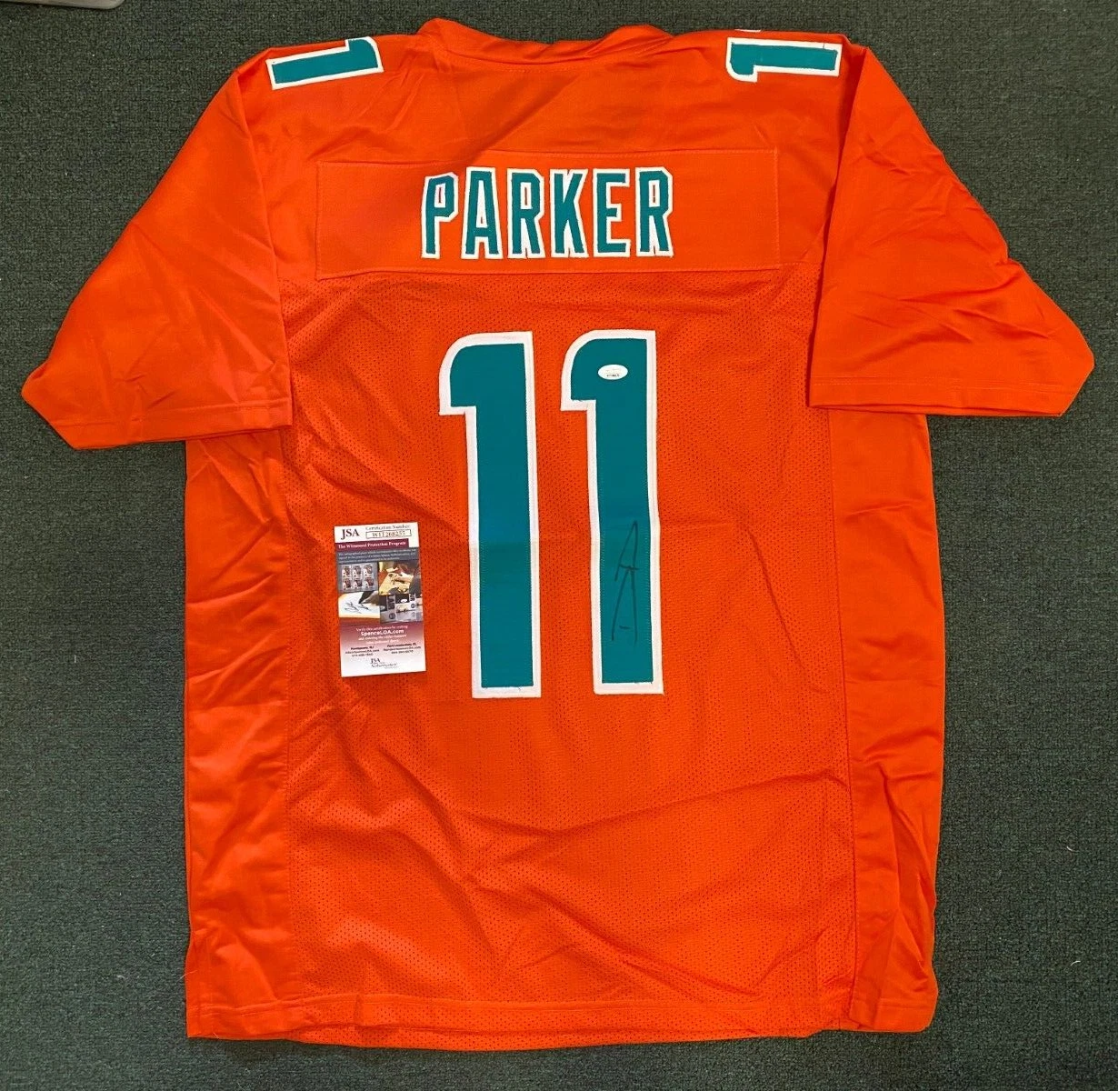DEVANTE PARKER MIAMI DOLPHINS SIGNED AUTOGRAPH CUSTOM ORANGE JERSEY SZ XL JSA