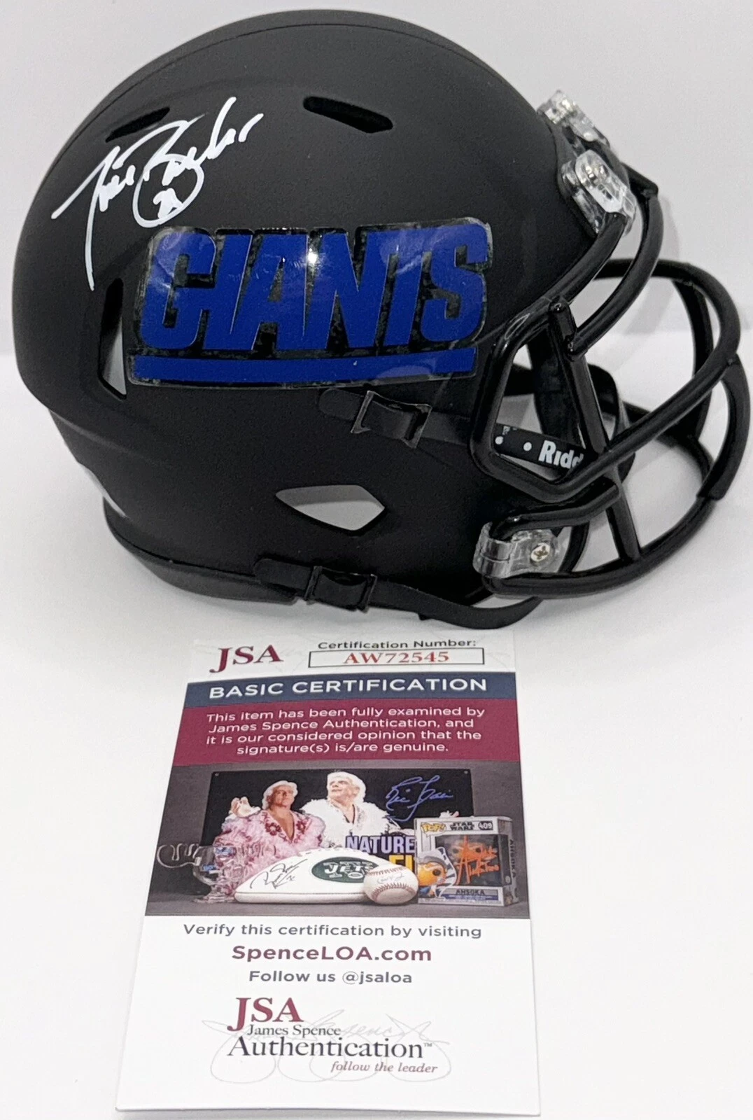 Tiki Barber Signed Autographed New York Giants Black Mini Helmet JSA COA
