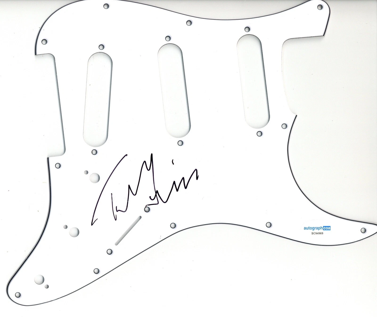 TONY LEVIN SIGNED AUTOGRAPH STRAT GUITAR PICKGUARD ACOA KING CRIMSON LEGEND