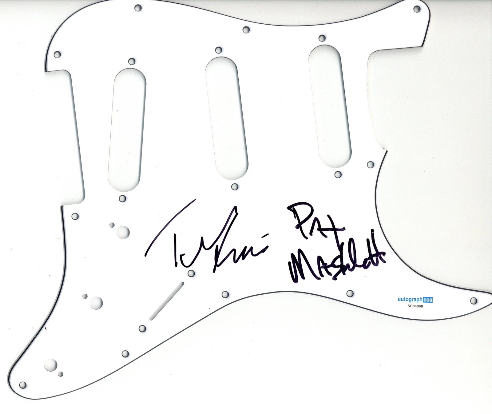 TONY LEVIN & PAT MASTELOTTO SIGNED AUTOGRAPH GUITAR PICKGUARD ACOA KING CRIMSON