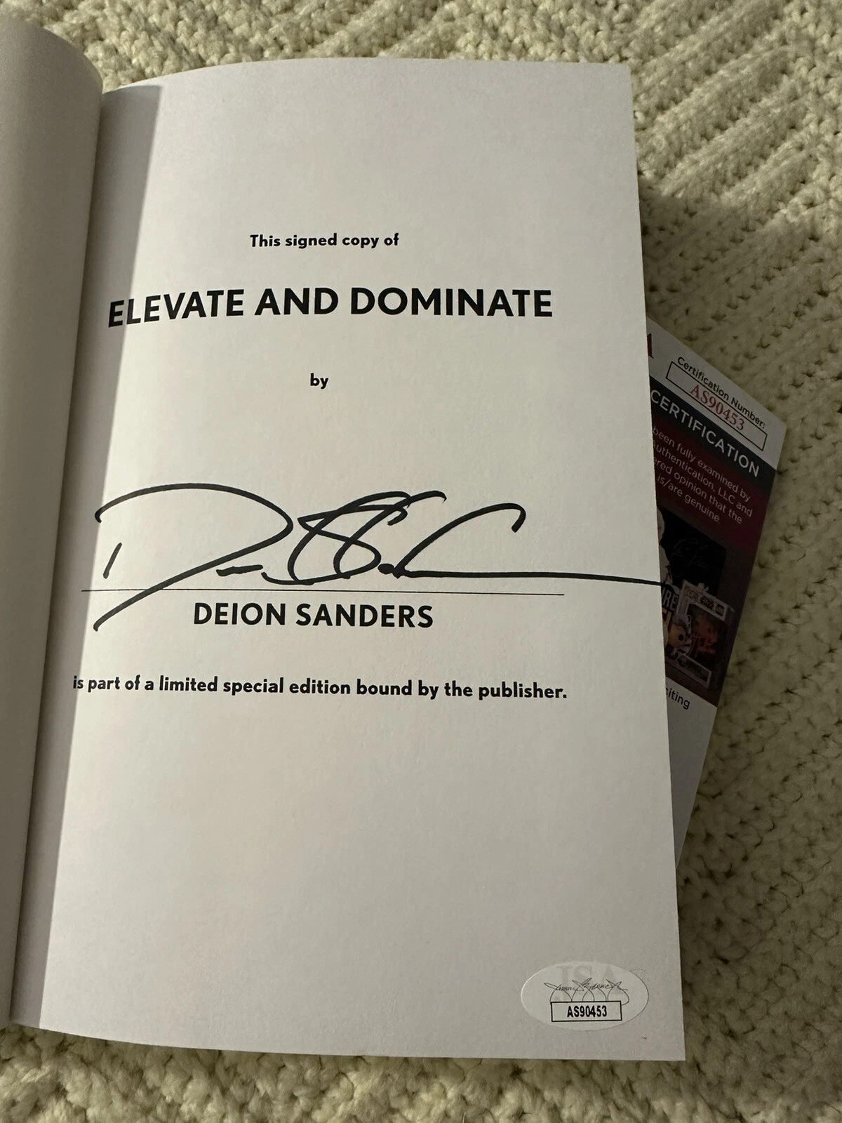 Deion Sanders SIGNED Elevate Dominate Book Hardcover JSA Authenticated COA 2024