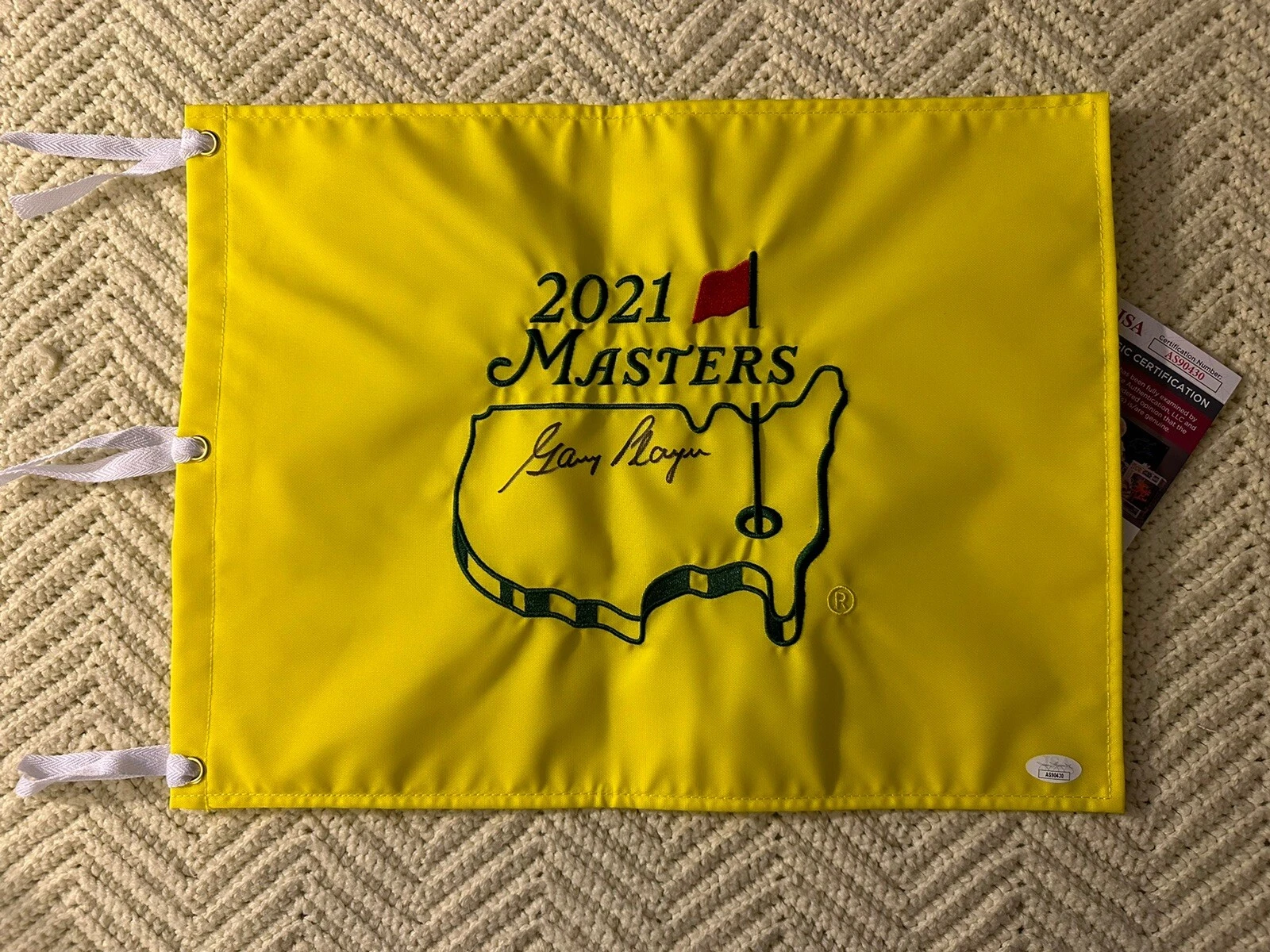 Gary Player SIGNED 2021 Masters Golf Flag Augusta JSA Authenticated COA