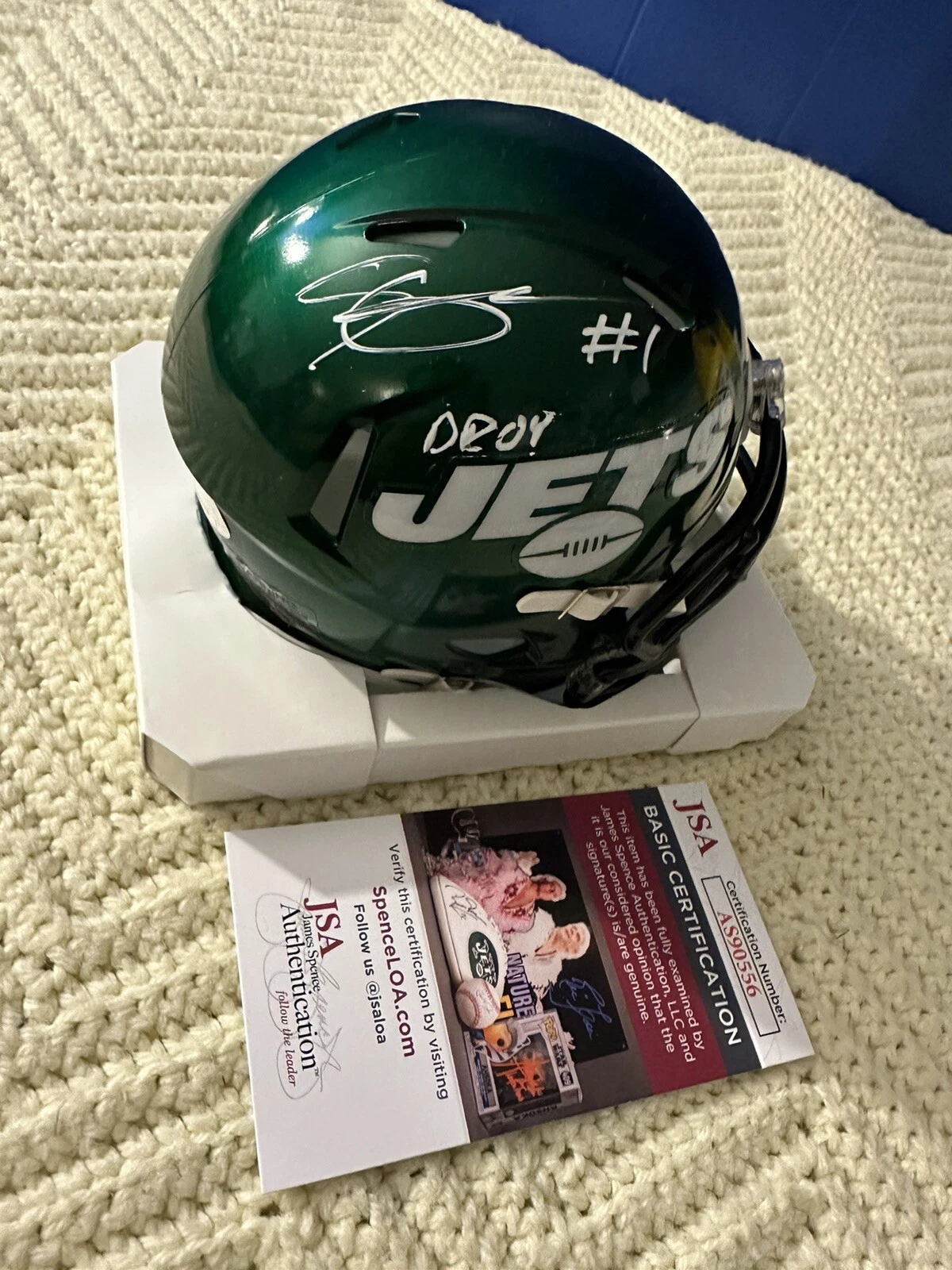 Sauce Gardner Signed Mini Helmet JSA Authenticated COA New York Jets DROY