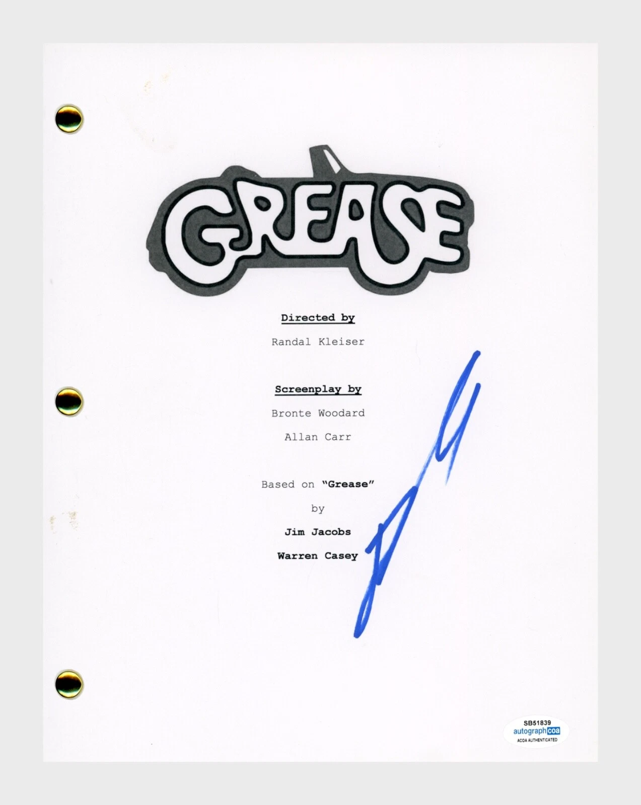 John Travolta Signed Autograph GREASE Movie Script Full Screenplay ACOA COA