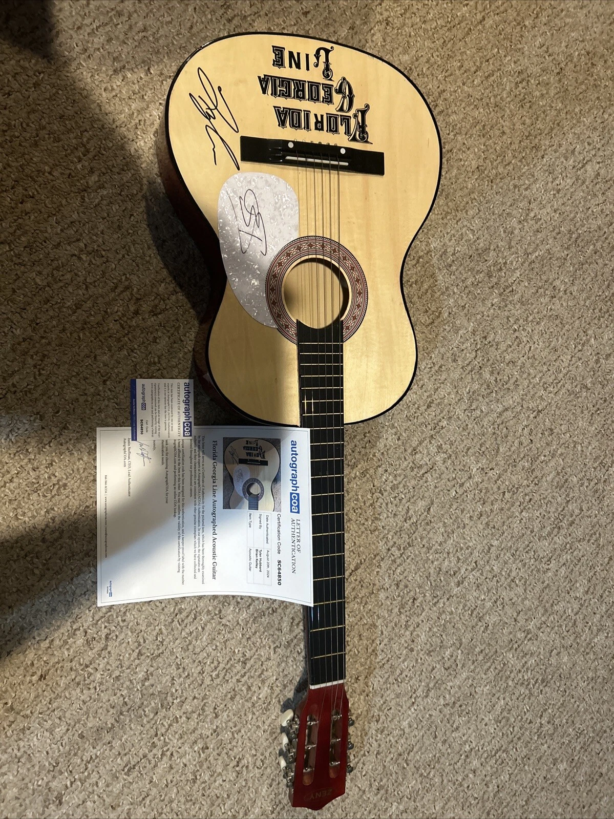 FLORIDA GEORGIA LINE SIGNED AUTOGRAPH 38” ACOUSTIC GUITAR ACOA LOA FGL