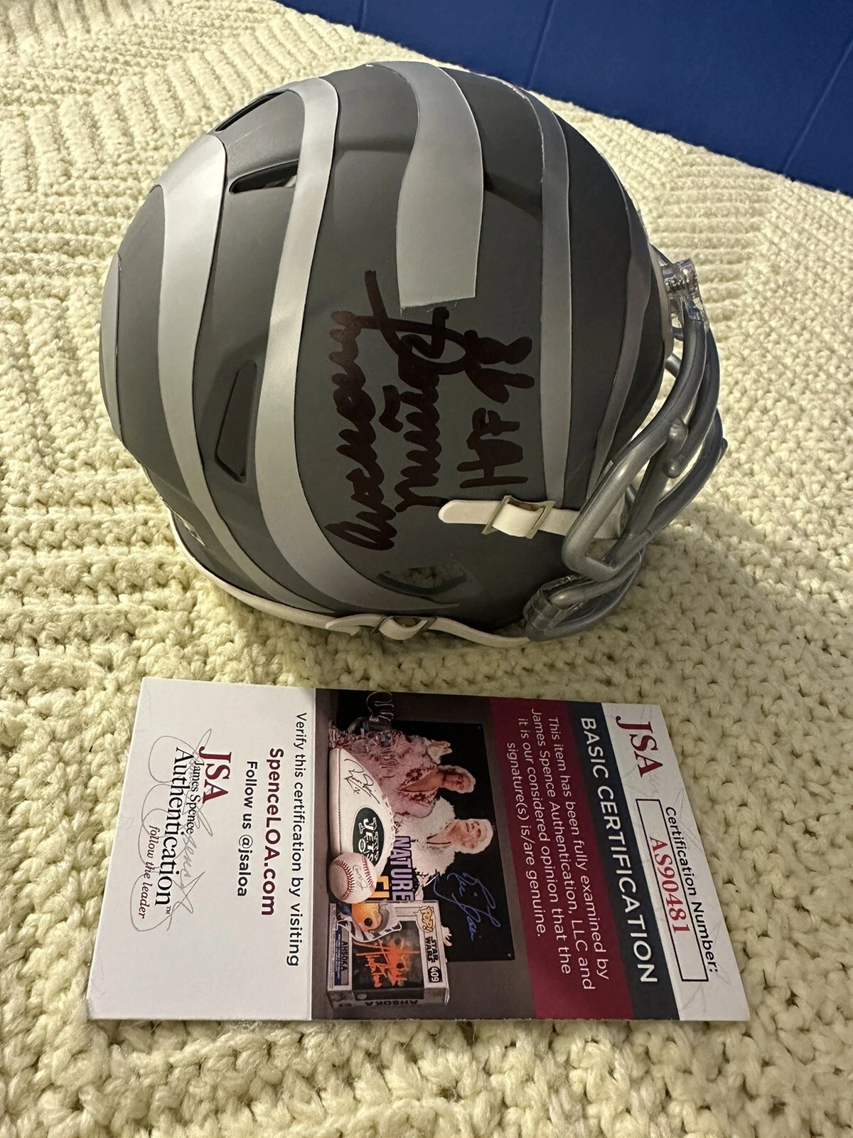 Anthony Munoz Bengals Signed Slate Mini Helmet Autograph JSA Authenticated COA