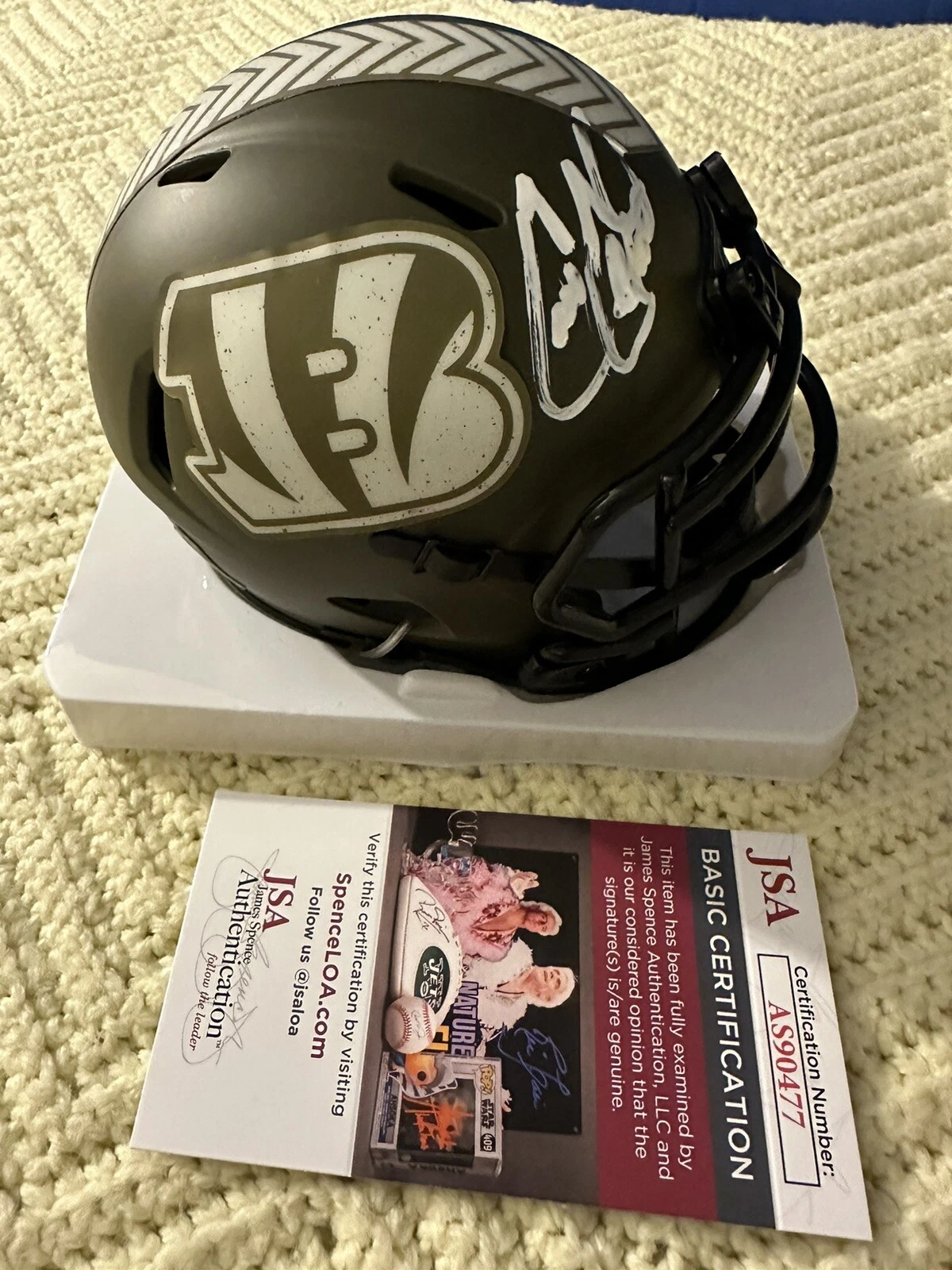 Cris Collinsworth Bengals Signed Salute 2 Svc Mini Helmet JSA Authenticated COA