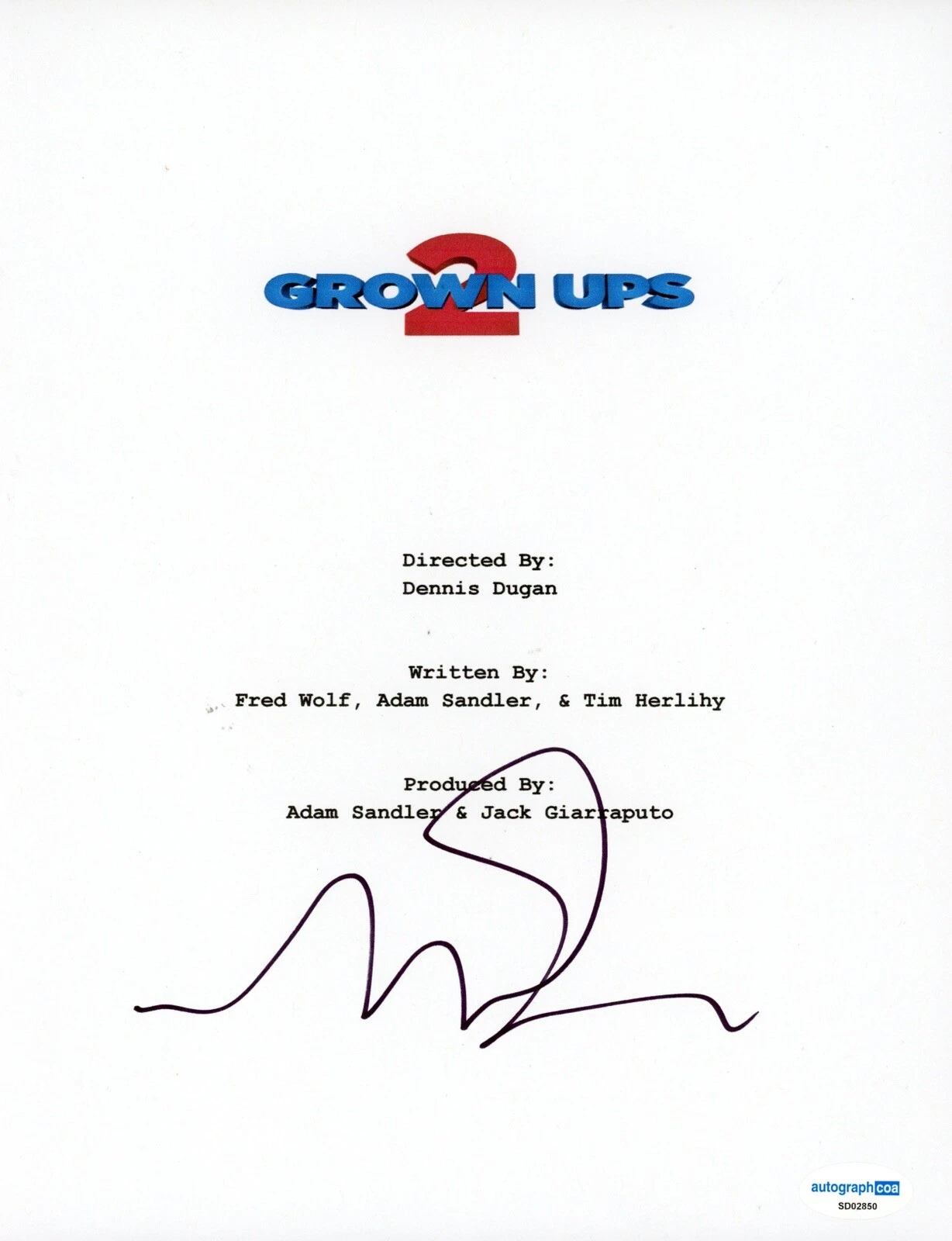 NICK SWARSDON SIGNED AUTOGRAPH FULL MOVIE SCRIPT ACOA GROWN UPS 2 ADAM SANDLER