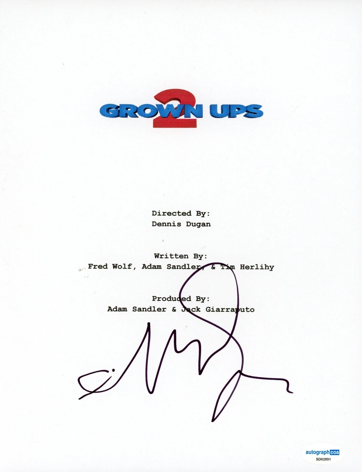 NICK SWARSDON SIGNED AUTOGRAPH FULL MOVIE SCRIPT ACOA GROWN UPS 2 ADAM SANDLER