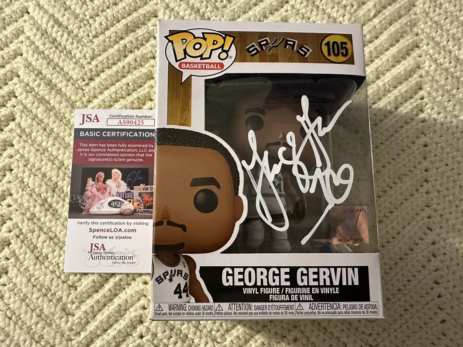 George Gervin Signed Funko Pop Spurs 105 JSA Authentication COA