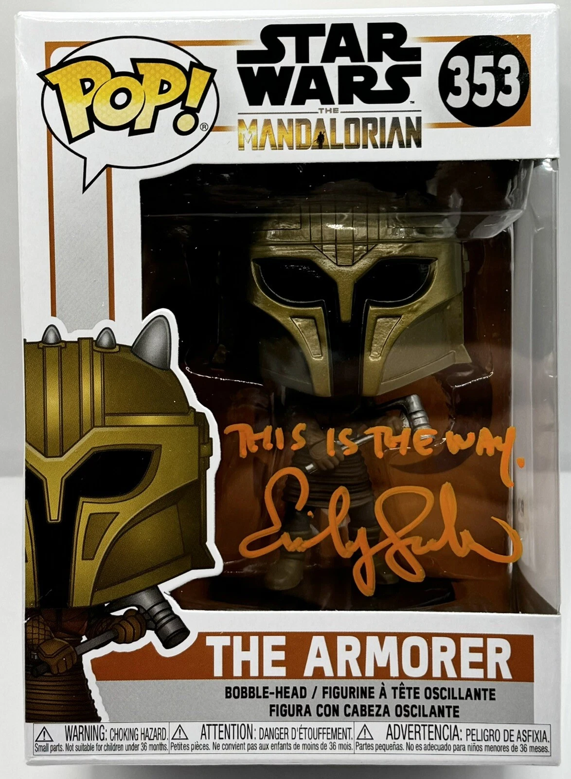 Emily Shallow Signed Autographed The Armorer Mandalorian Funko Pop PSA/DNA Coa