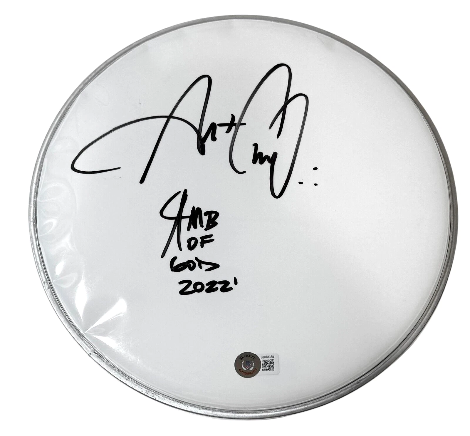 ART CRUZ SIGNED LAMB OF GOD 10″ DRUMHEAD BAND DRUMMER AUTOGRAPH BECKETT COA COLLECTIBLE MEMORABILIA