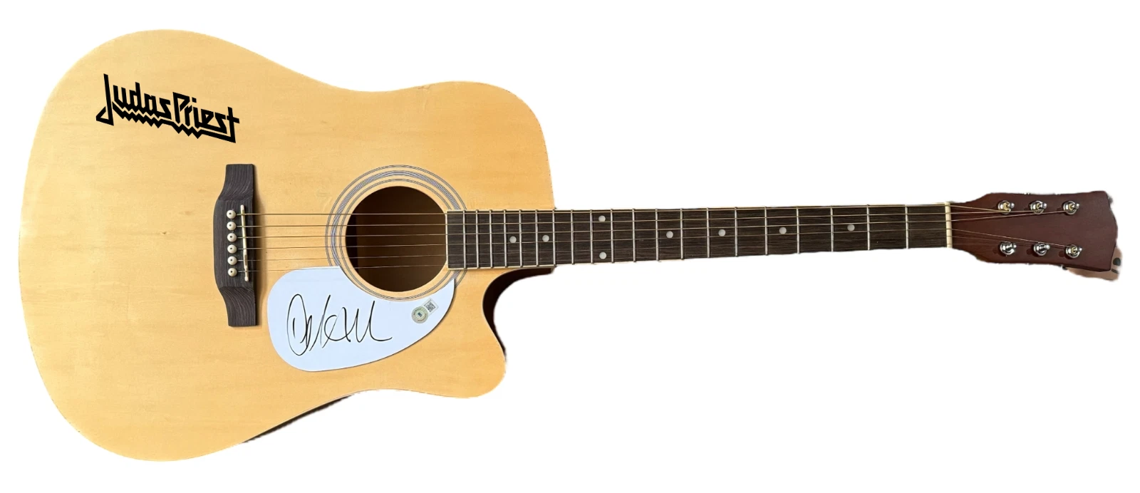 Ian Hill JUDAS PRIEST Signed Autograph Full Size Acoustic Guitar Beckett COA