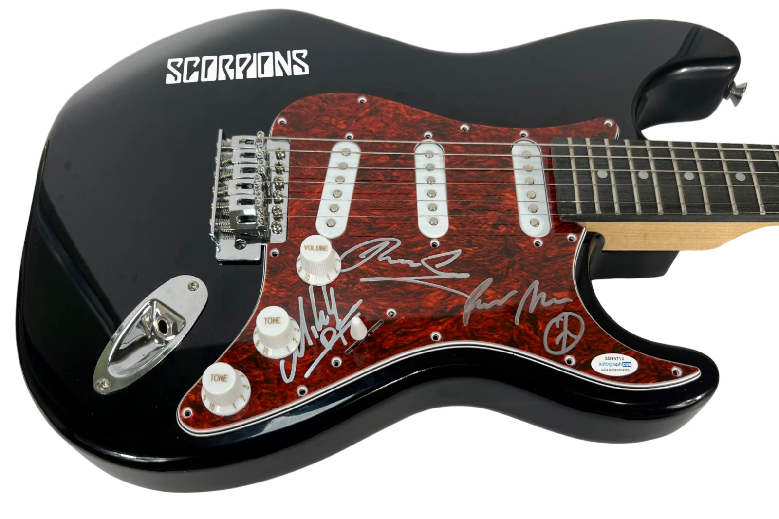 SCORPIONS Band Signed Autograph Electric Guitar Klaus Meine Mikkey Dee x3 ACOA
