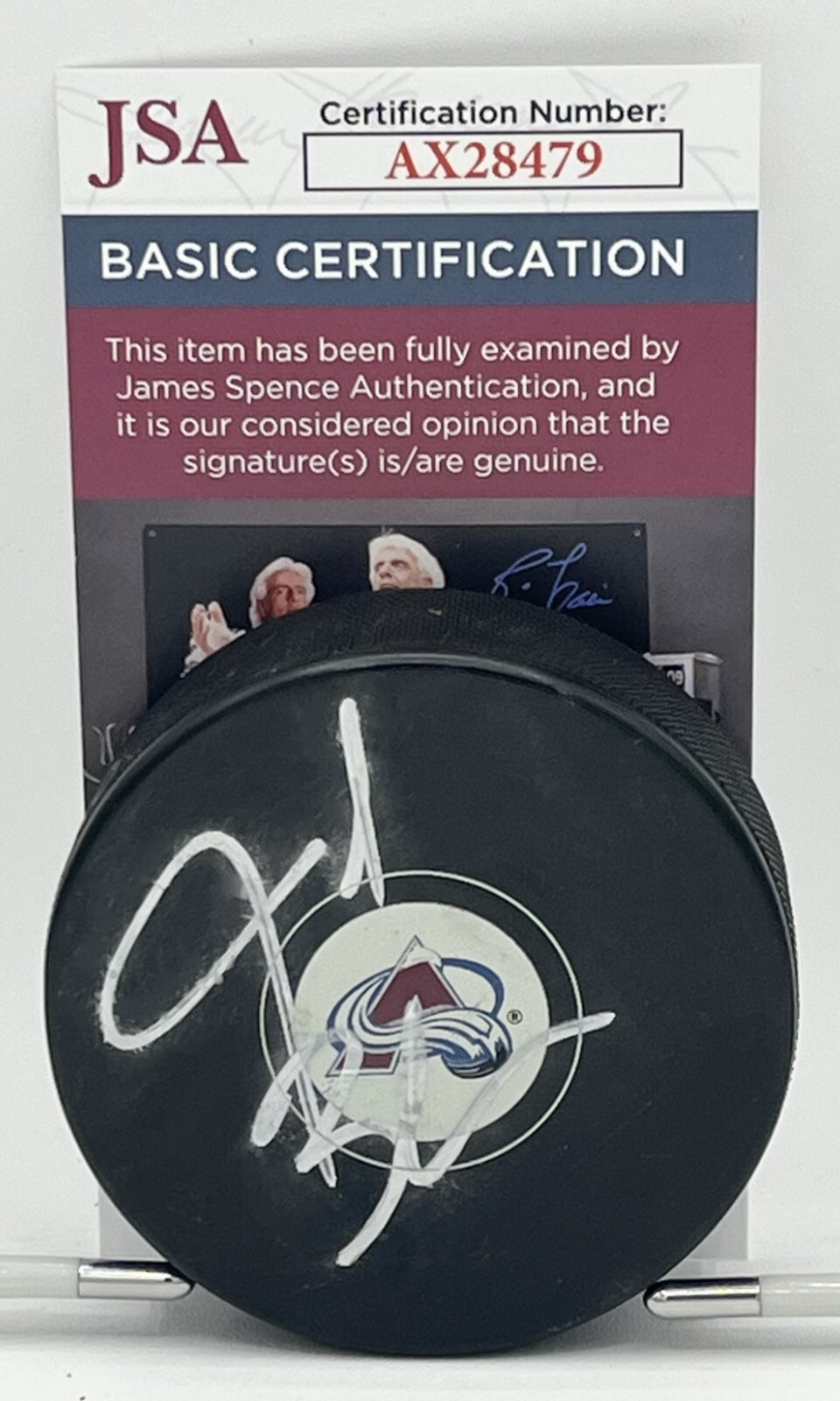 Jared Bednar signed Colorado Avalanche Logo Puck autographed JSA COA