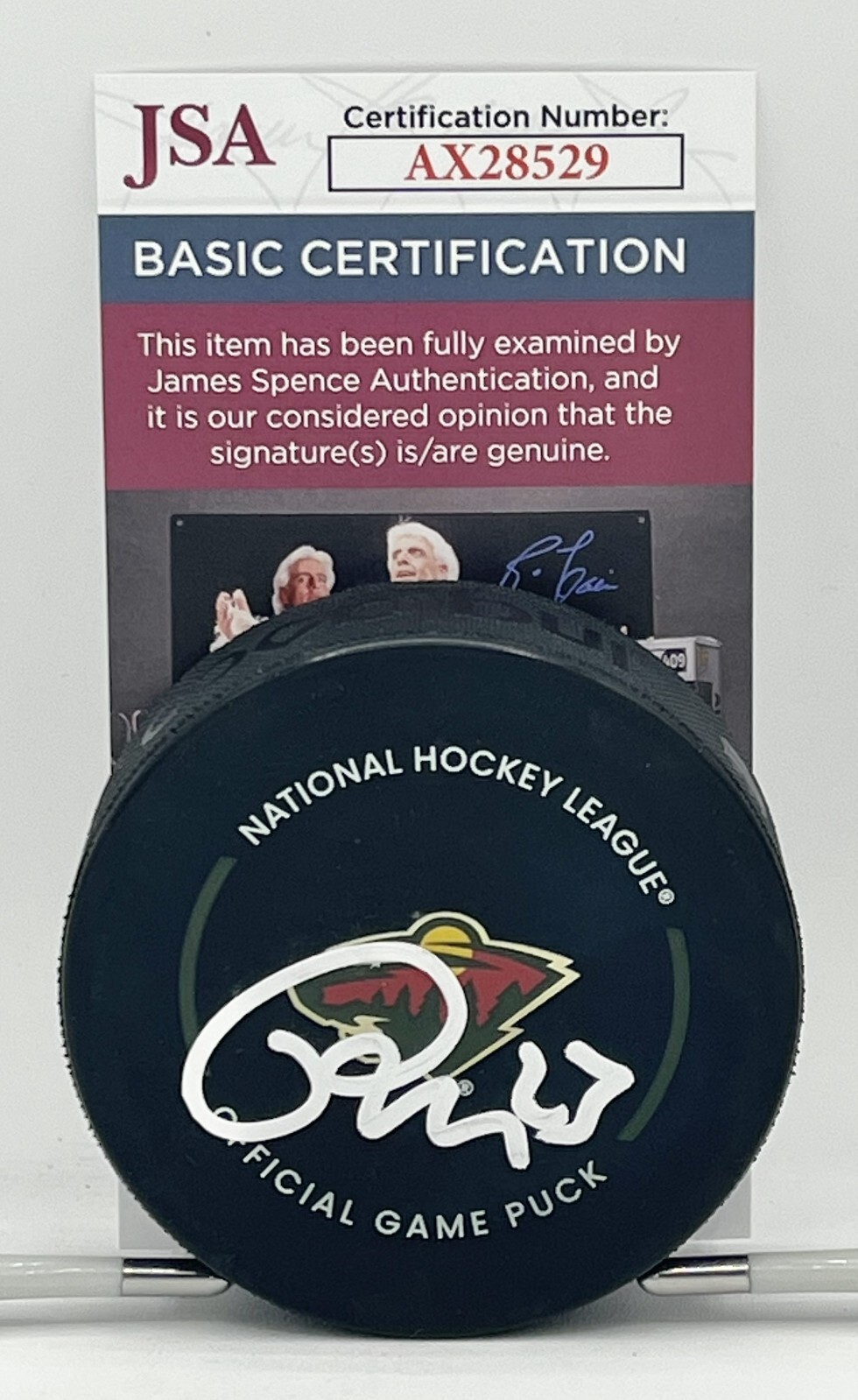Marco Rossi signed Minnesota Wild Official Game Puck autographed JSA COA