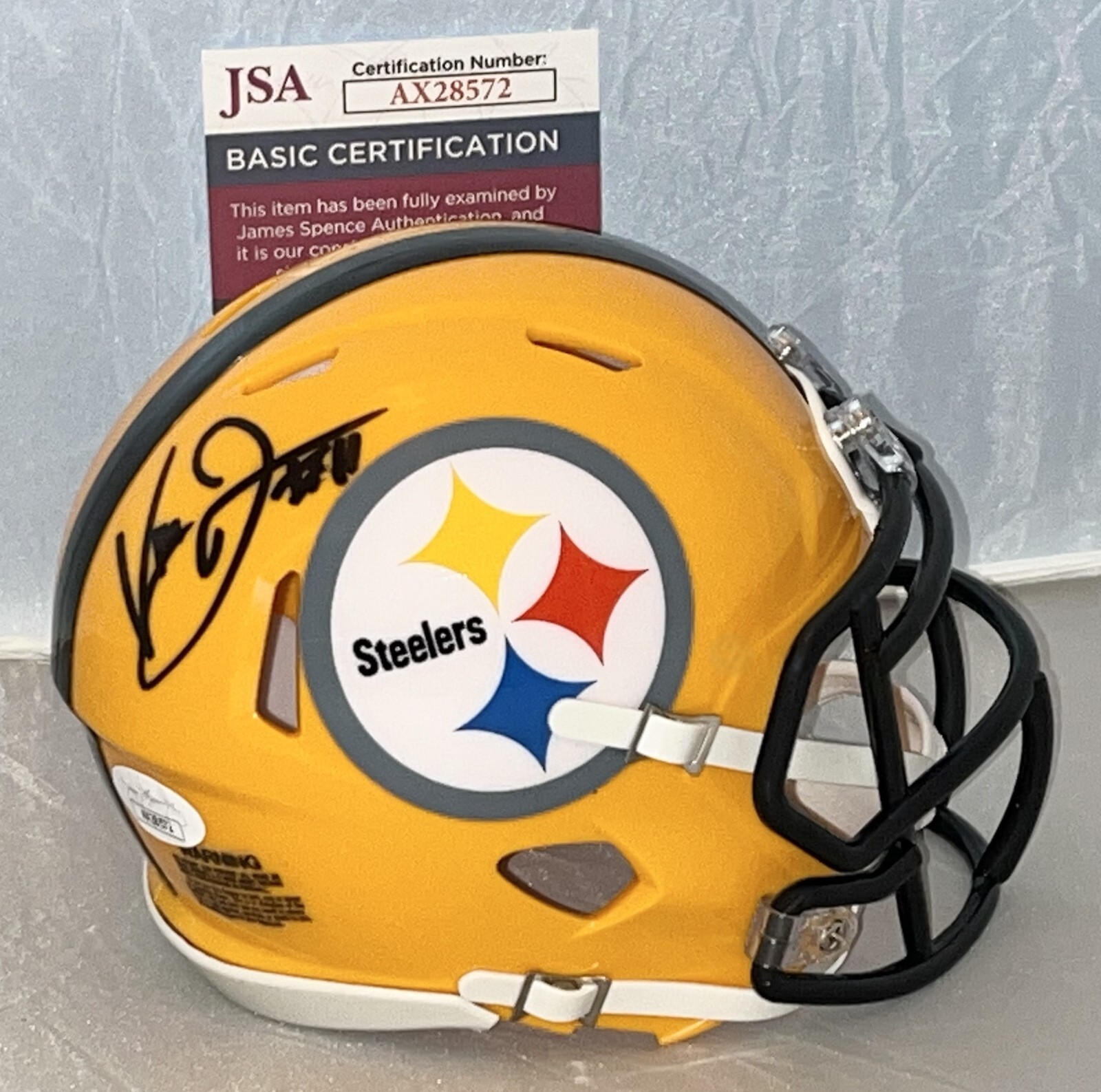 Van Jefferson signed Pittsburgh Steelers Yellow mini helmet autographed JSA