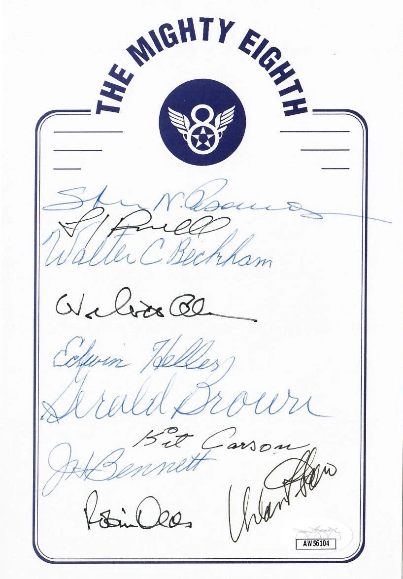 THE MIGHTY EIGHTH MIGHTH SIGNED BOOKPLATE JSA AW56104 CARSON OLDS DREW + 7 MORE