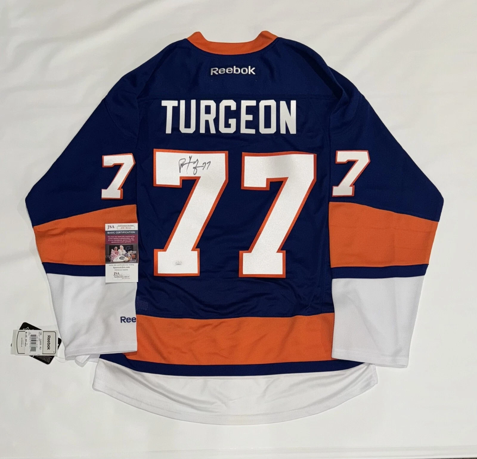 PIERRE TURGEON SIGNED REEBOK NEW YORK ISLANDERS JERSEY LICENSED JSA COA