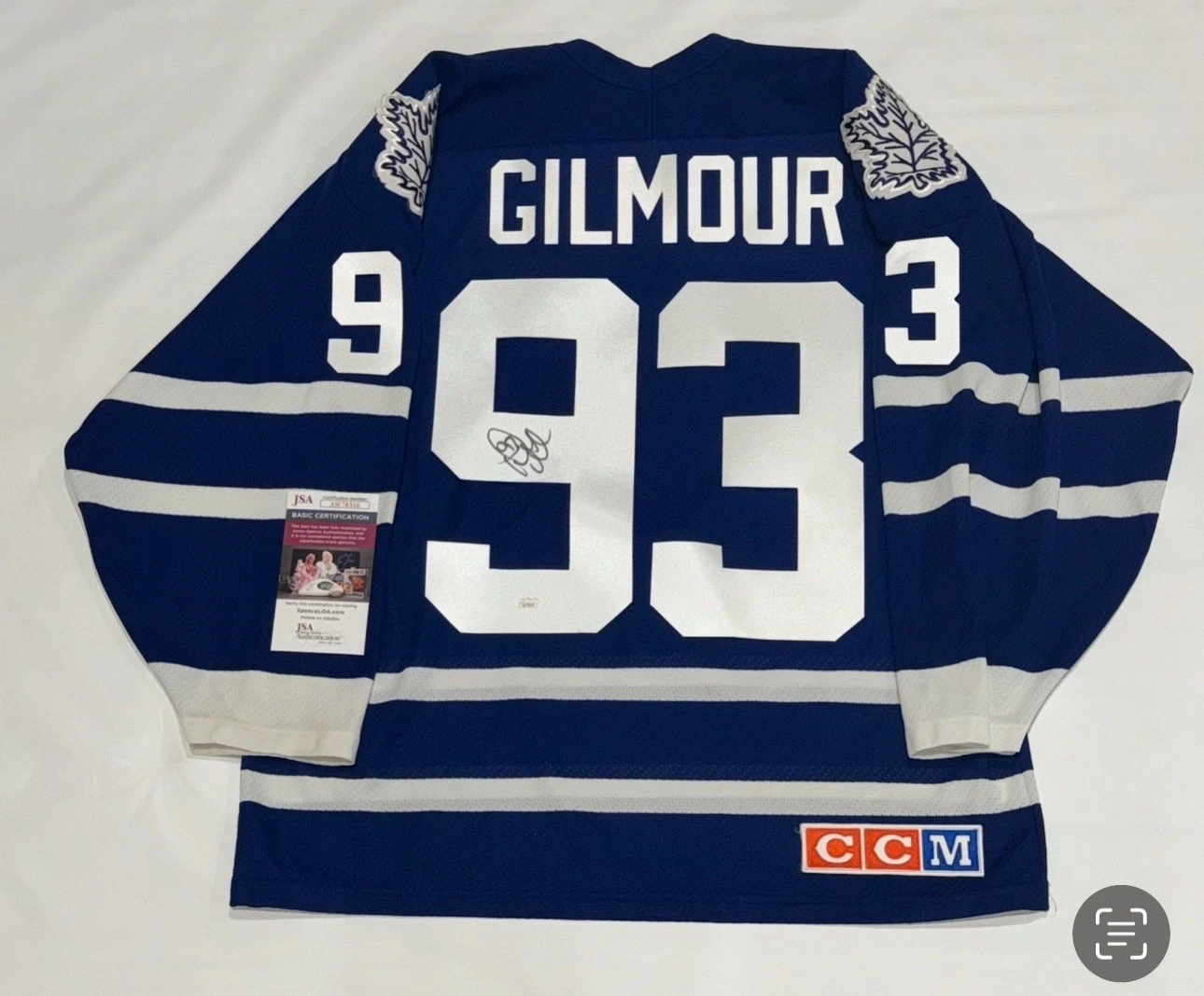 DOUG GILMOUR SIGNED VINTAGE CCM TORONTO MAPLE LEAFS JERSEY LICENSED JSA COA