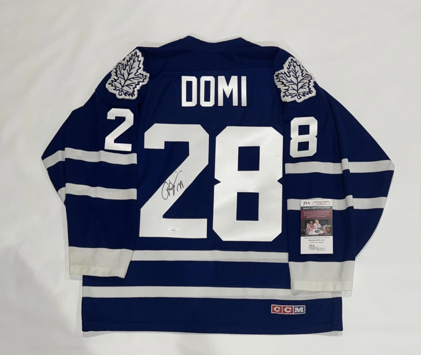 TIE DOMI SIGNED VINTAGE STARTER TORONTO MAPLE LEAFS JERSEY LICENSED JSA COA