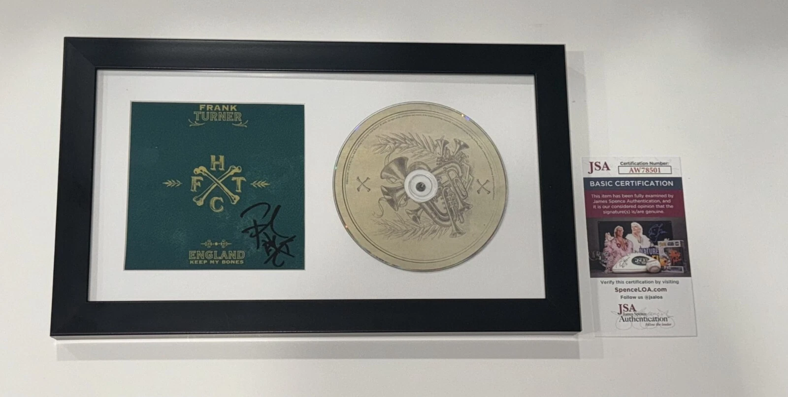 FRANK TURNER SIGNED FRAMED ENGLAND KEEP MY BONES CD JSA COA