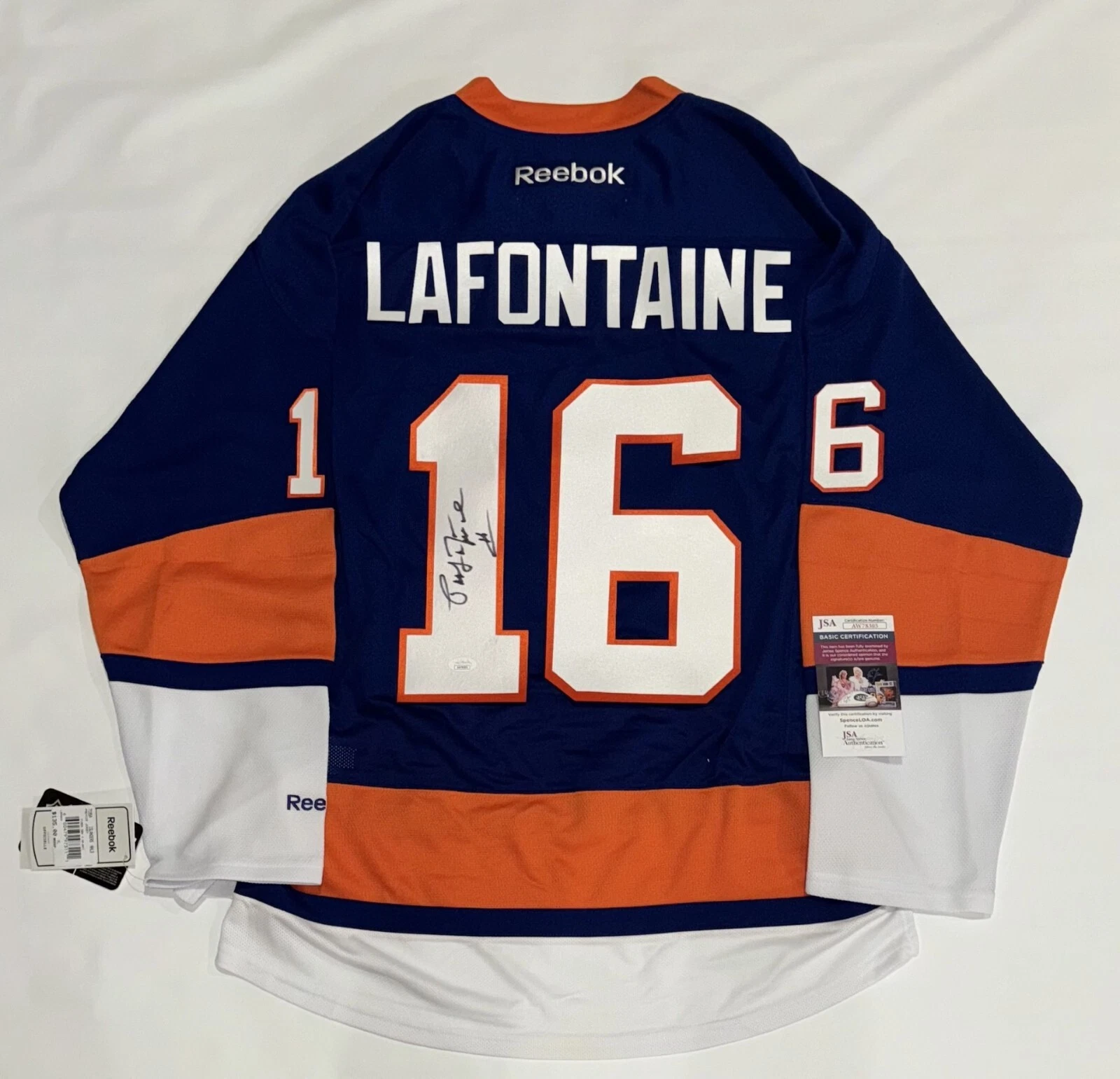 PAT LAFONTAINE SIGNED REEBOK NEW YORK ISLANDERS JERSEY LICENSED JSA COA