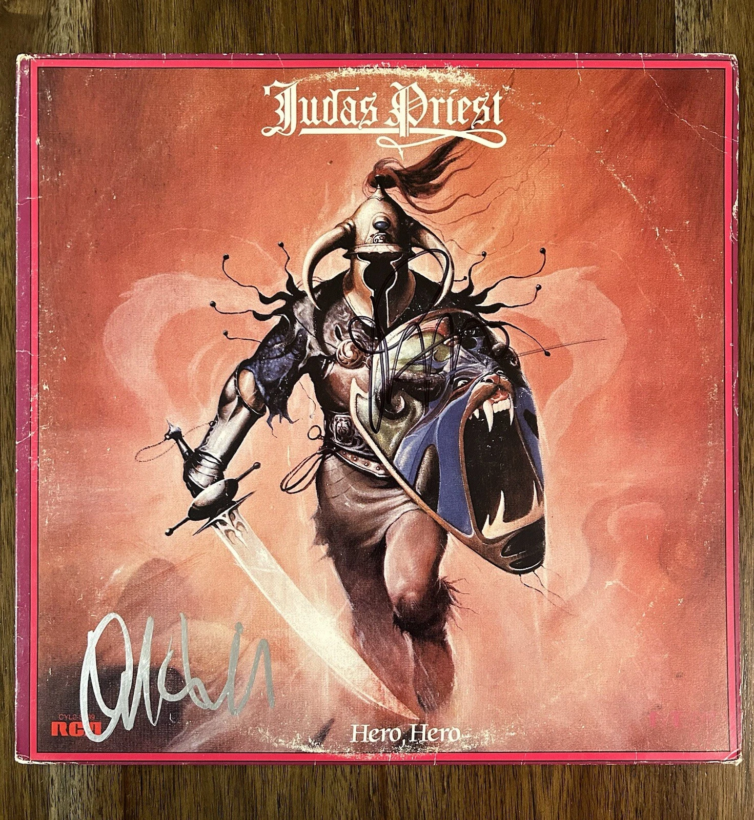 ‘JUDAS PRIEST’ SIGNED VINYL ALBUM ‘HERO, HERO’ ROB HALFORD & IAN HILL PROOF COLLECTIBLE MEMORABILIA