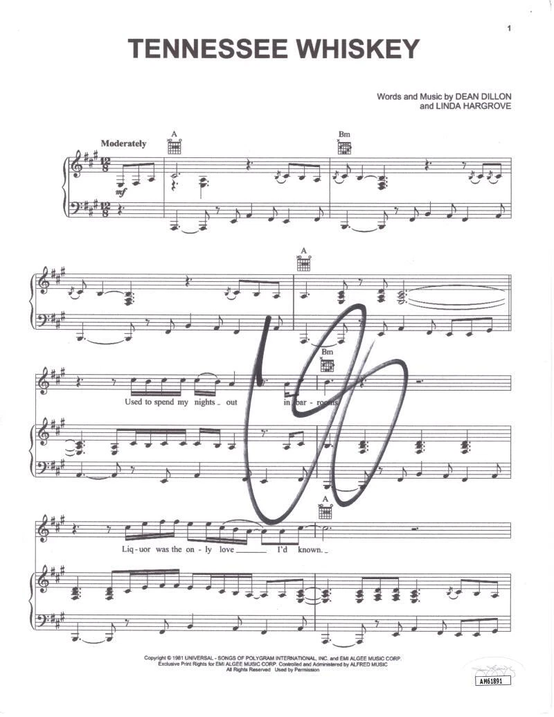 Chris Stapleton Signed Autograph Tennessee Whiskey Sheet Music w/ JSA COA