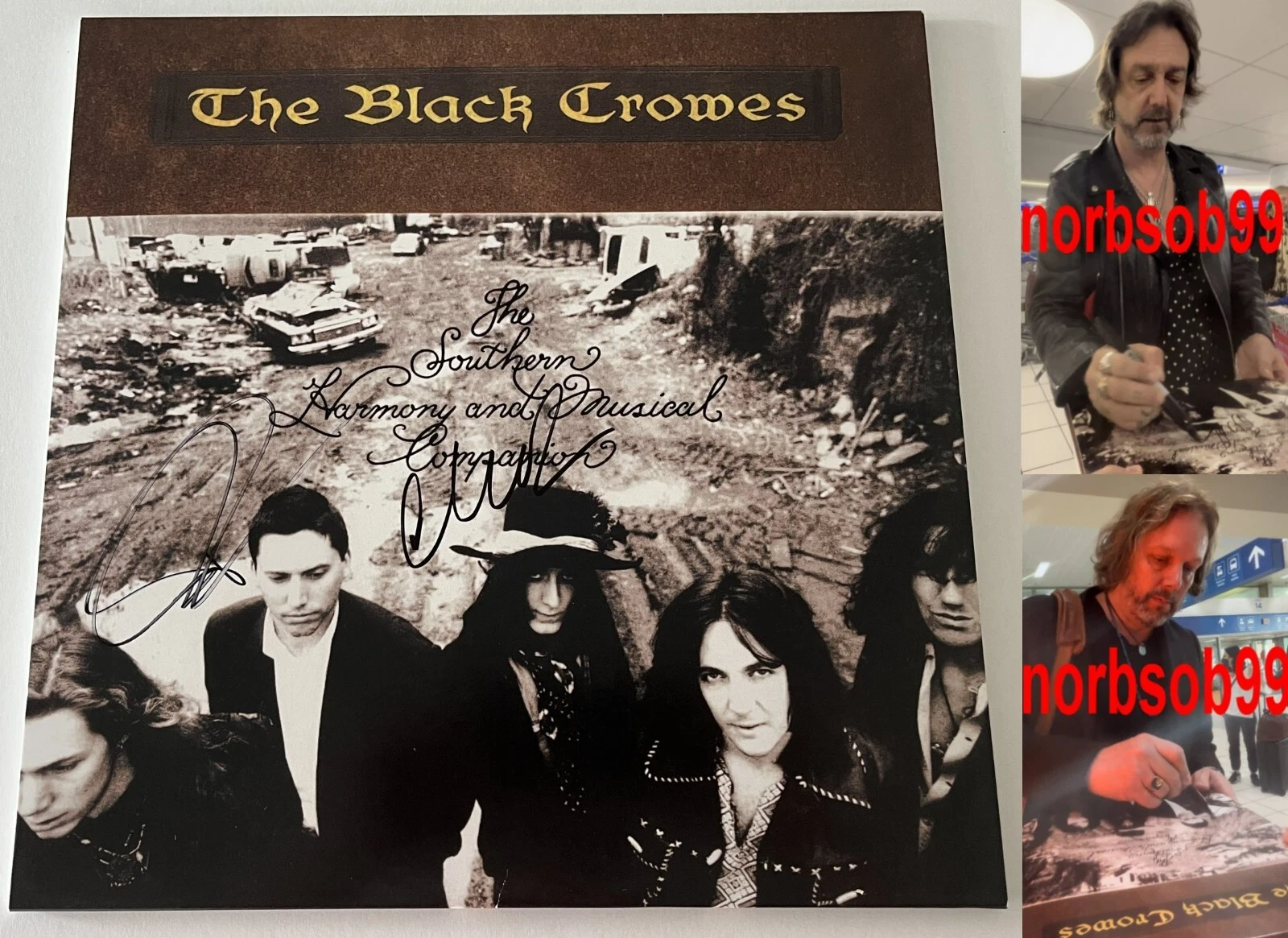 THE BLACK CROWES CHRIS & RICH ROBINSON SIGNED SOUTHERN HARMONY VINYL BECKETT COA