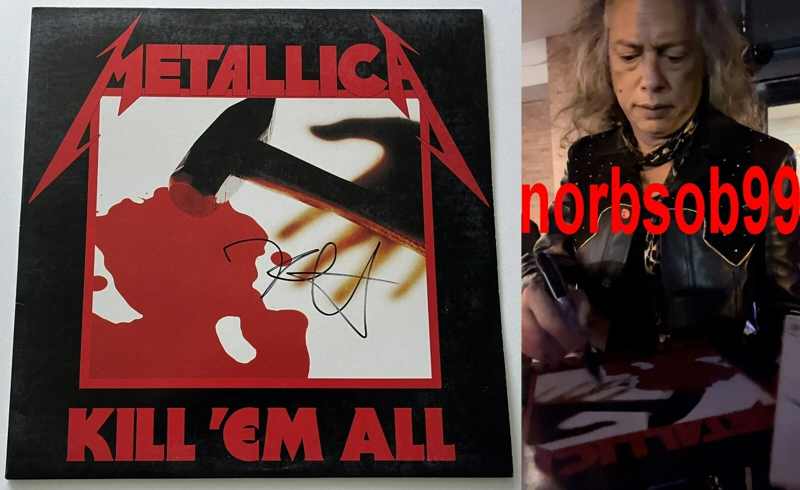 KIRK HAMMETT SIGNED METALLICA KILL 'EM ALL VINYL w/EXACT VIDEO PROOF BECKETT COA
