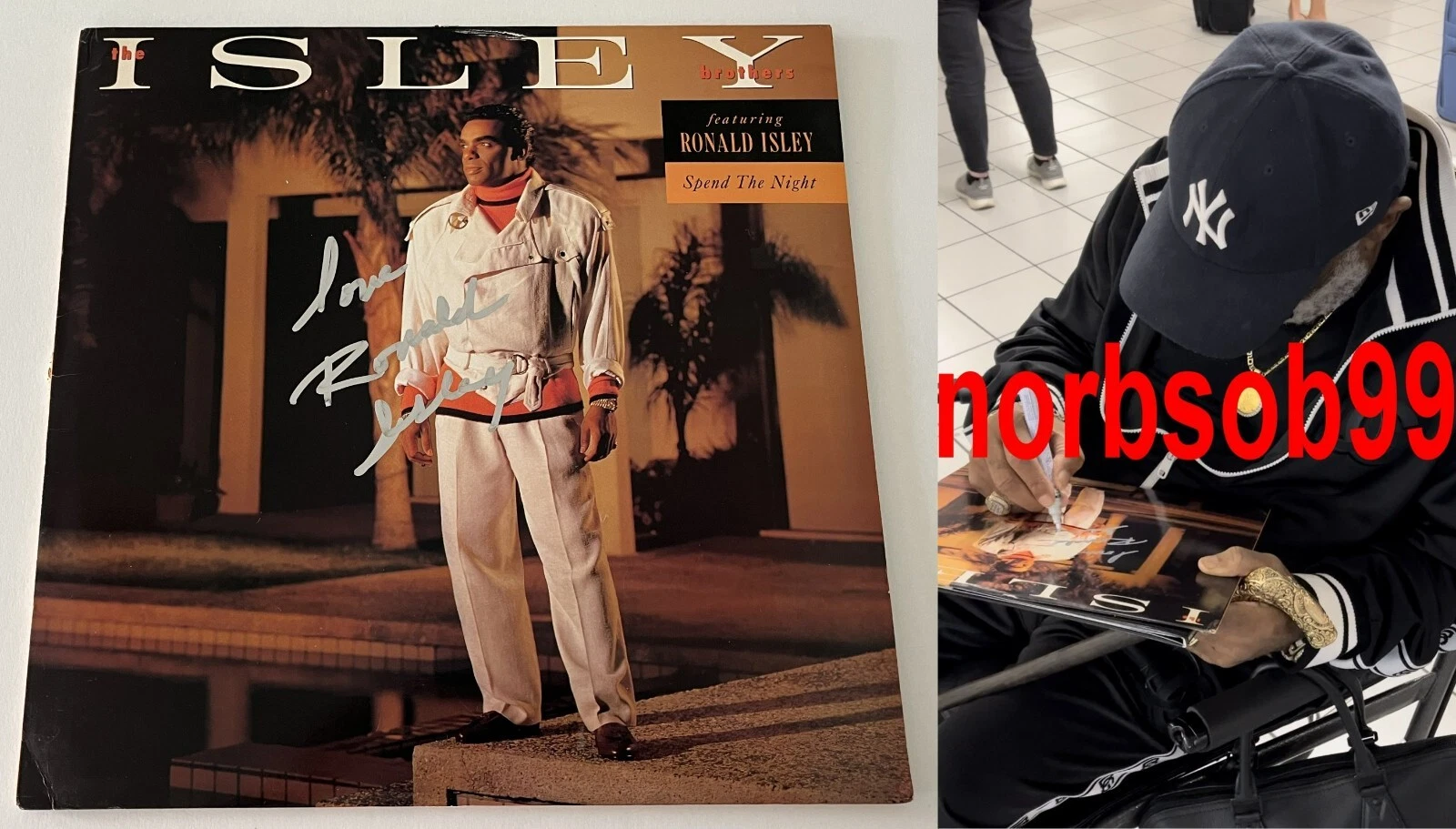 RONALD ISLEY BROTHERS SIGNED SPEND THE NIGHT VINYL w/EXACT PROOF & BECKETT COA
