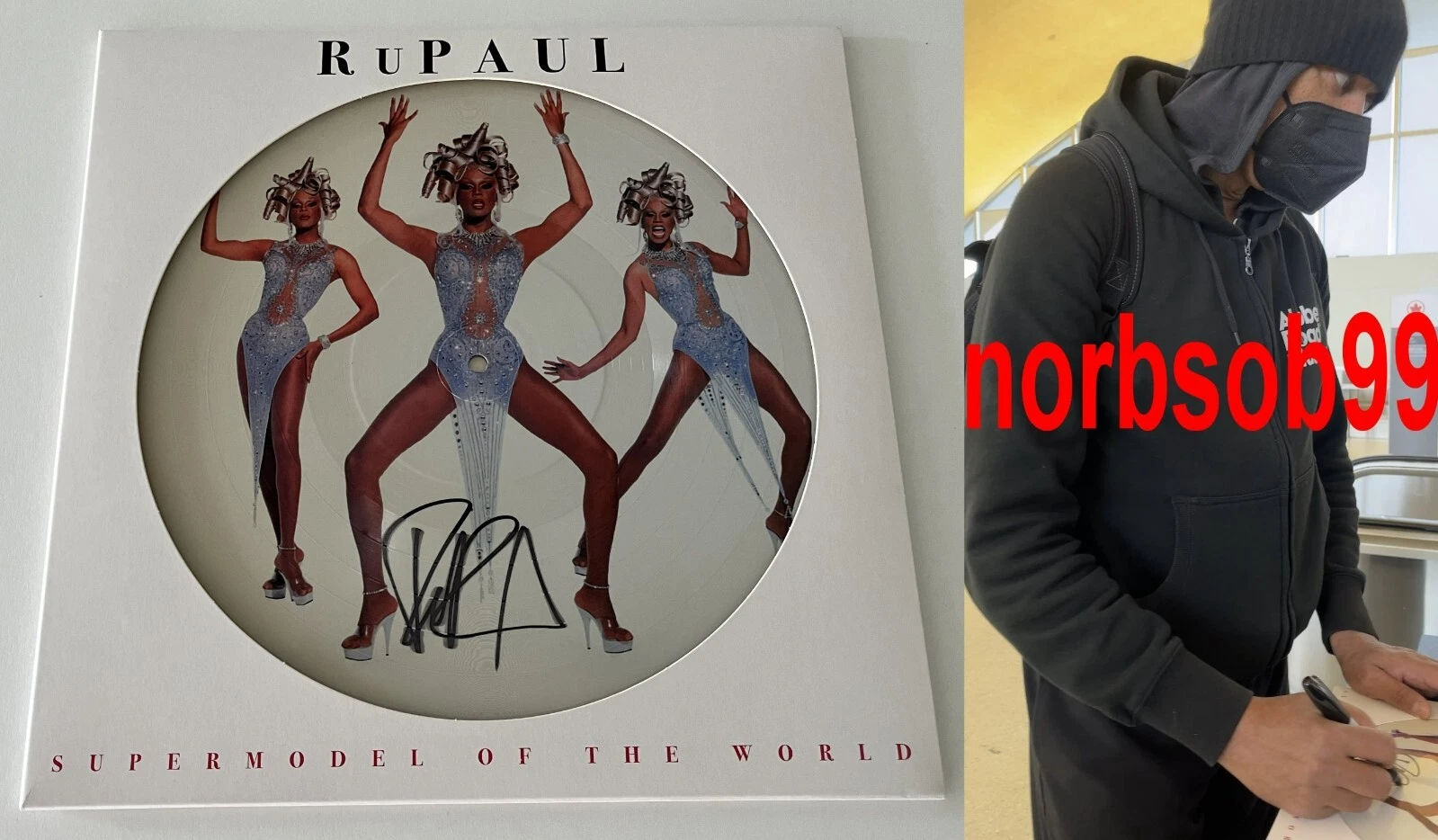 RUPAUL SIGNED SUPERMODEL OF THE WORLD PICTURE DISC VINYL EXACT PROOF BECKETT COA