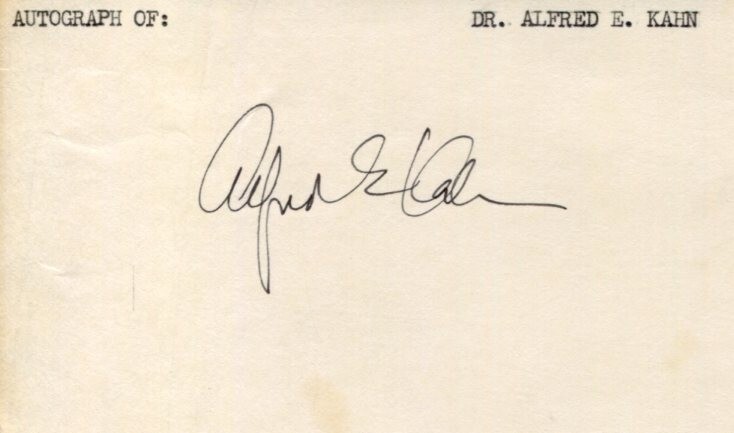 Alfred E. Kahn Economist Father of Airline Deregulation Signed Autograph
