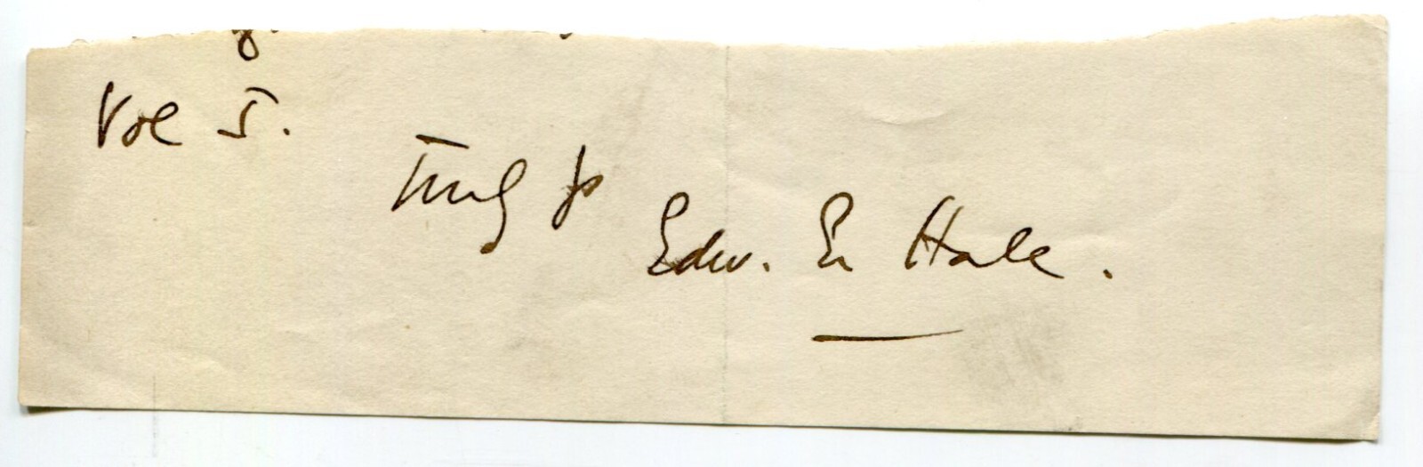 Edward Everett Hale Author The Man Without a Country Clergy Signed Autograph