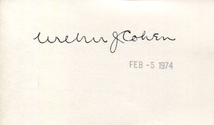 Wilbur J. Cohen Secretary of Health New Deal Great Society Signed Autograph