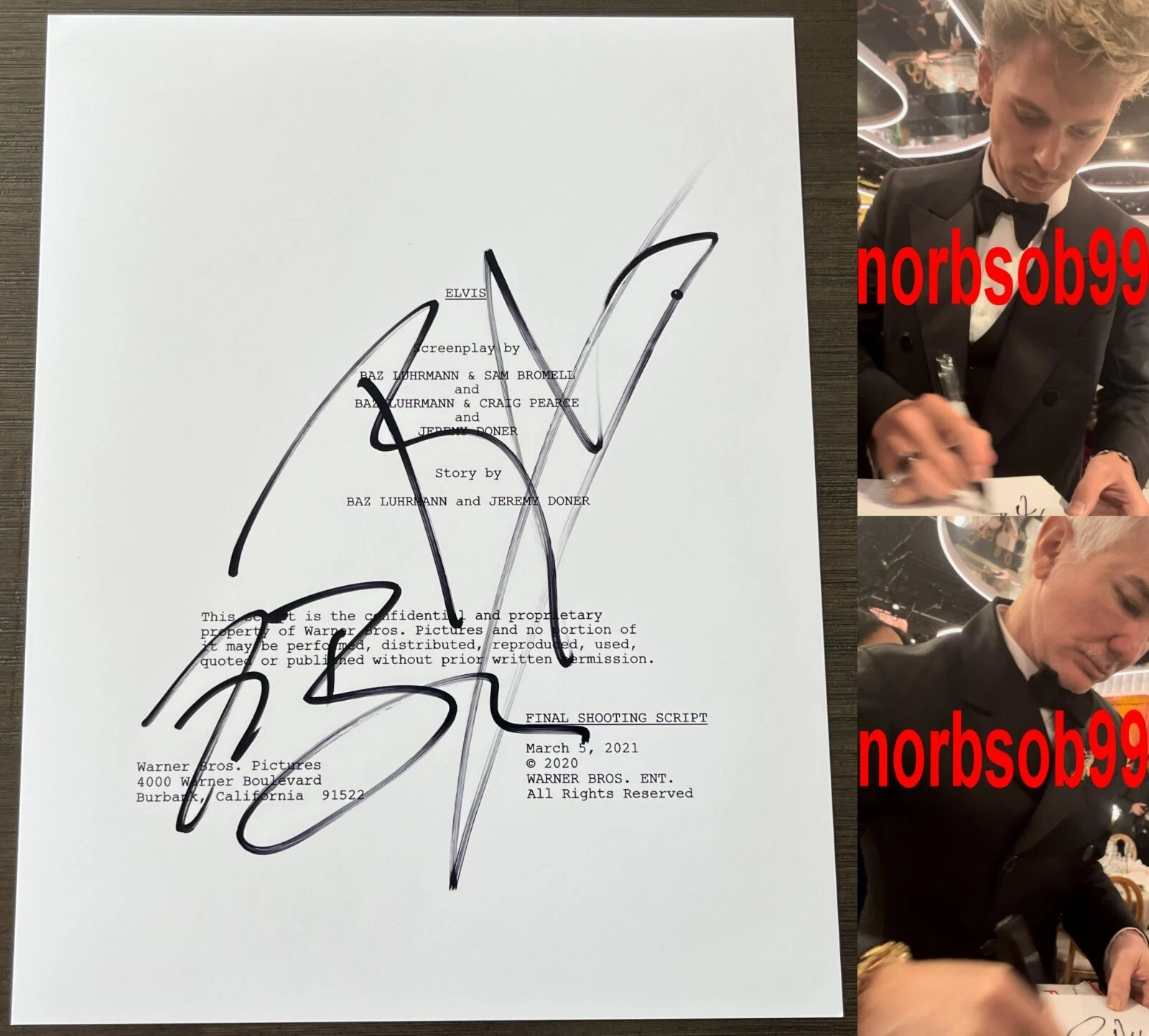 AUSTIN BUTLER & BAZ LUHRMANN SIGNED ELVIS SCRIPT w/EXACT PROOF & BECKETT BAS COA