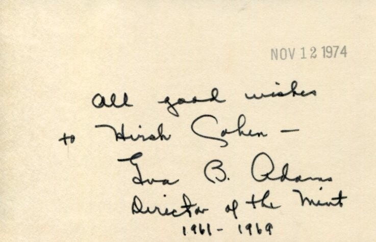 Eva Adams 2nd Female Director Of The United States US Mint Signed Autograph