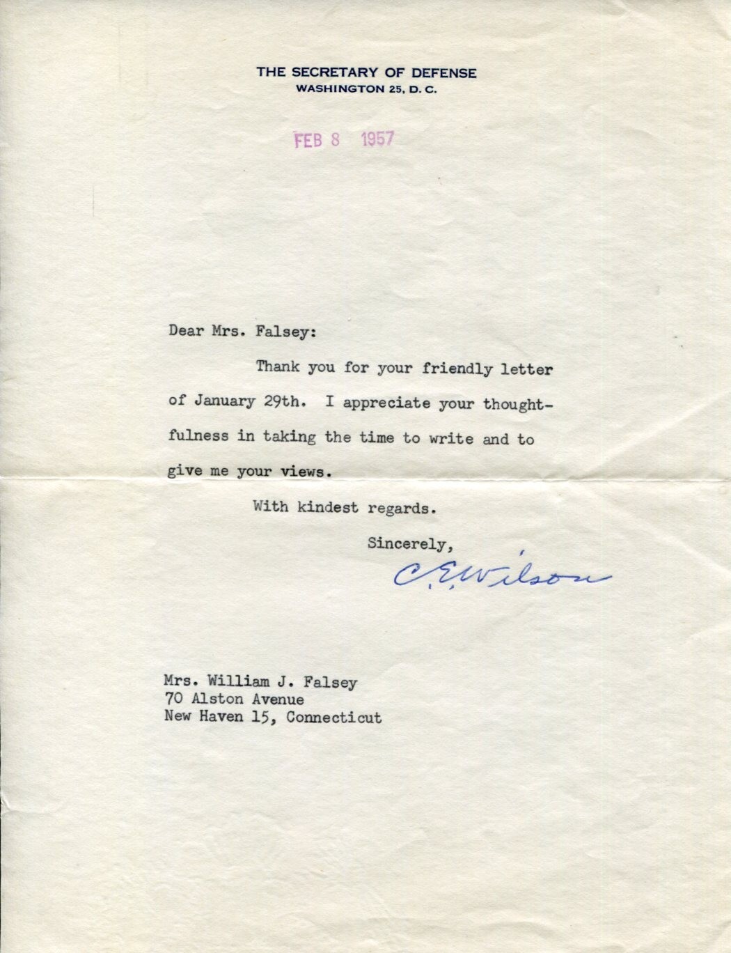 Charles Erwin Wilson States Secretary of Defense General Motors Signed Autograph