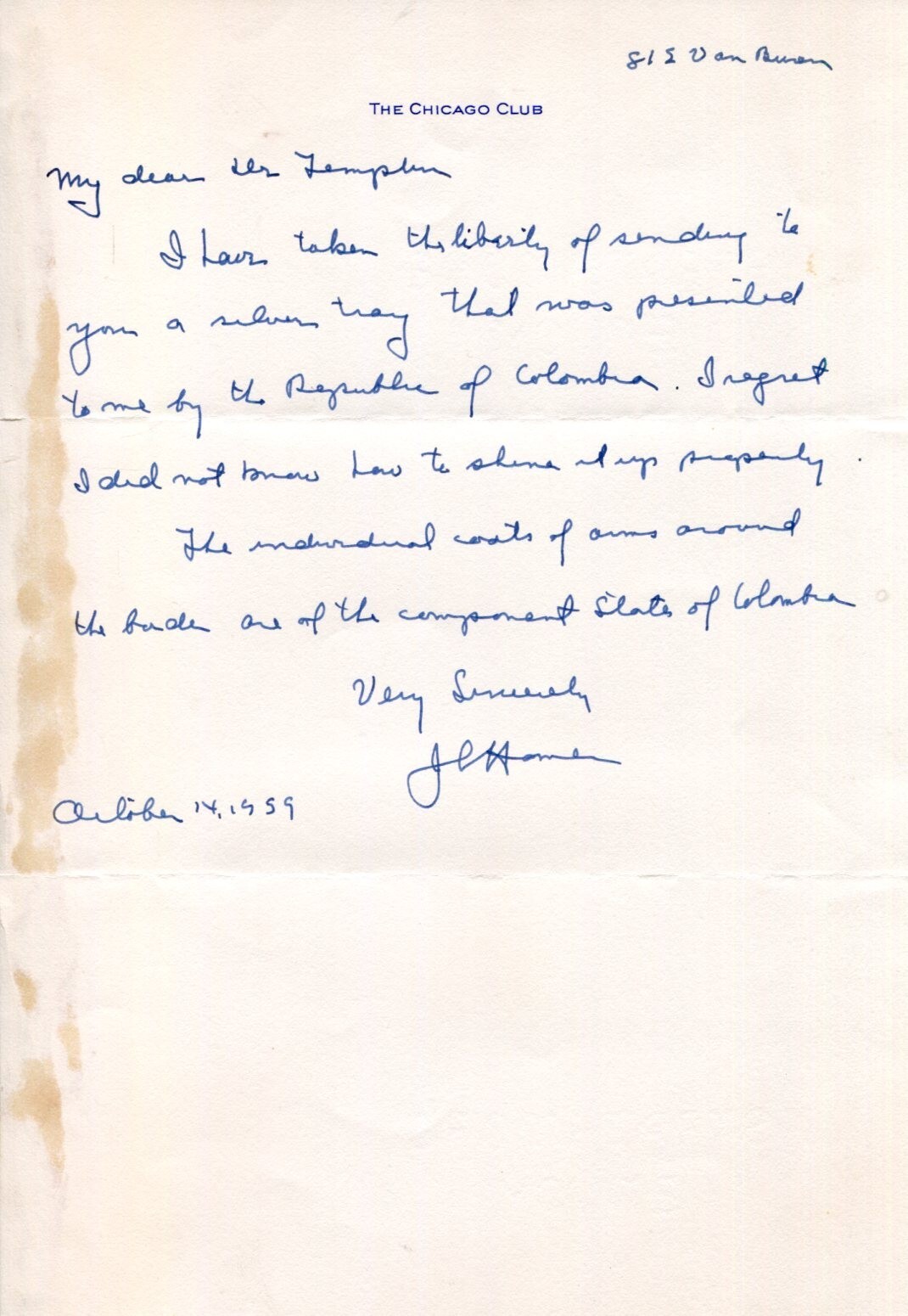 General John Louis Homer Commander 4th Anti-Aircraft Commander Signed Autograph