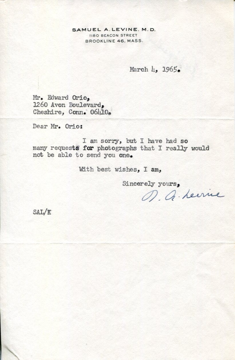 SAMUEL A. LEVINE CARDIOLOGIST CLINICAL HEART DISEASE AUTHOR SIGNED AUTOGRAPH COLLECTIBLE MEMORABILIA