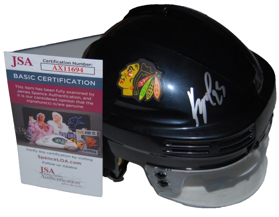 PHILIPP KURASHEV signed (CHICAGO BLACKHAWKS) Mini Hockey Helmet JSA COA AX11694
