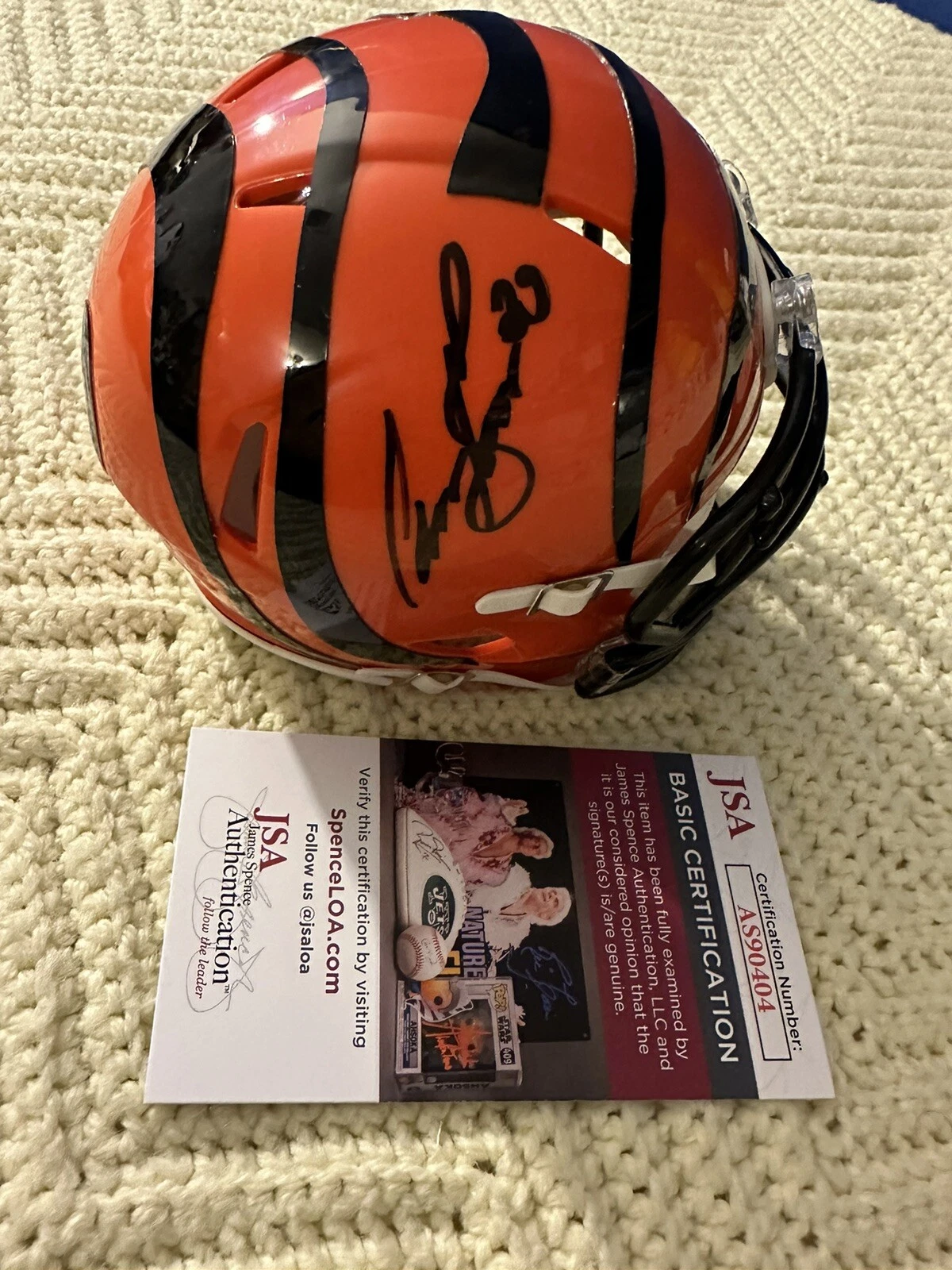 Chase Brown Bengals Signed Mini Helmet JSA Authenticated COA Autograph